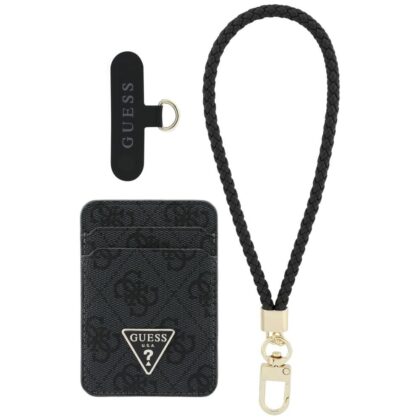 Σετ πορτοφολιού MagSafe τριγωνικό Guess + λουράκι χειρός μαύρο