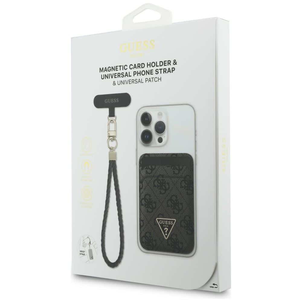 Σετ πορτοφολιού MagSafe τριγωνικό Guess + λουράκι χειρός μαύρο - Image 6