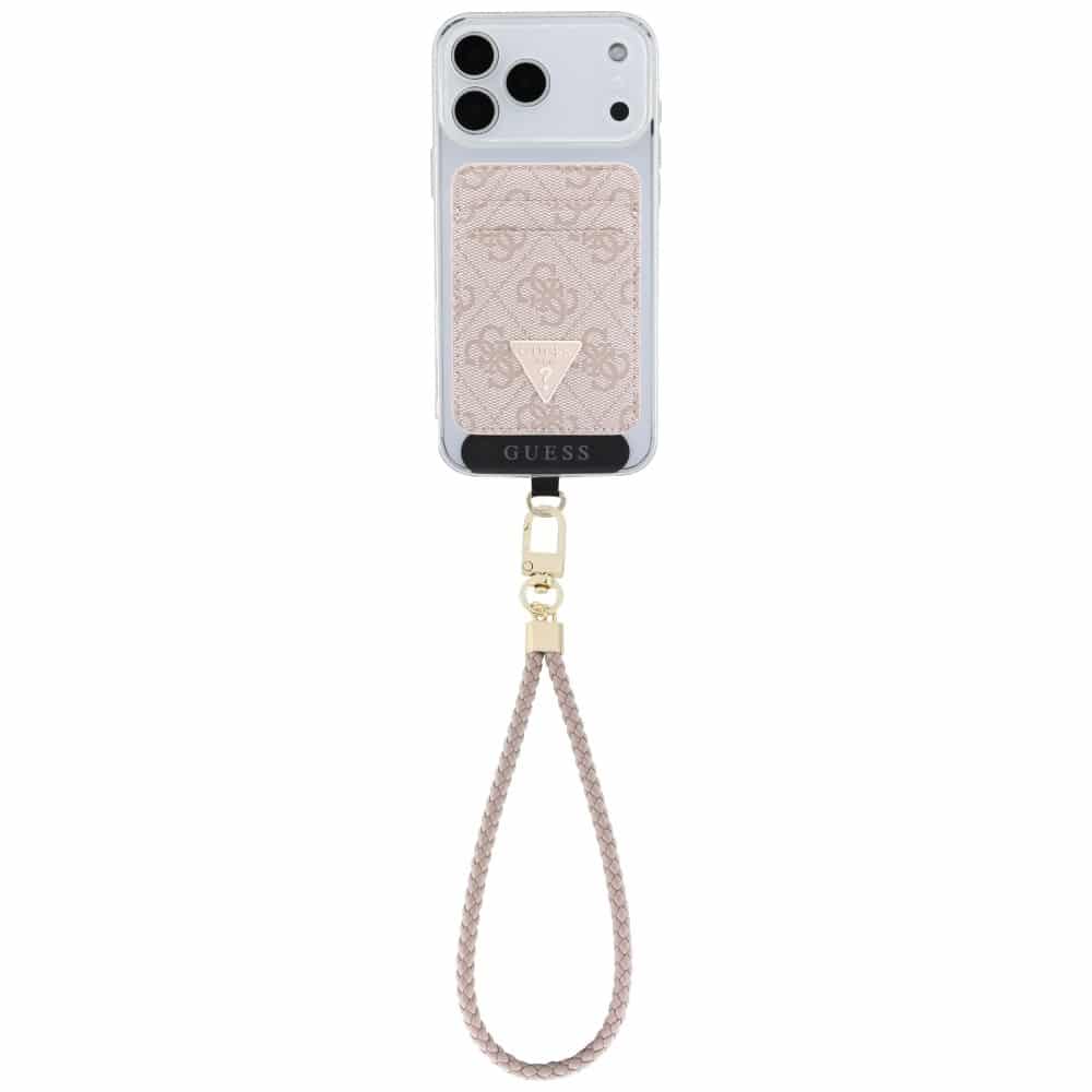 Σετ τριγωνικού ροζ πορτοφολιού Guess MagSafe + λουράκι χειρός - Image 2