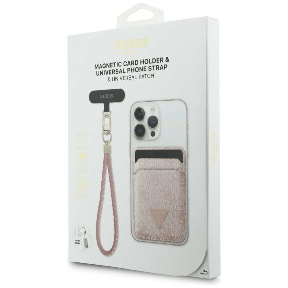 Σετ τριγωνικού ροζ πορτοφολιού Guess MagSafe + λουράκι χειρός - Image 6
