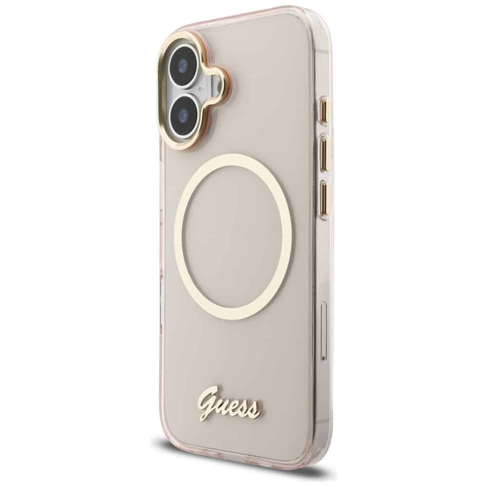 Θήκη Guess IML Script Metal MagSafe για iPhone 17 ροζ - Image 2