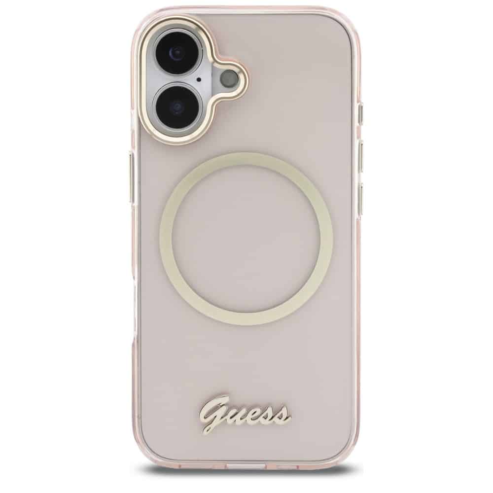 Θήκη Guess IML Script Metal MagSafe για iPhone 17 ροζ - Image 3