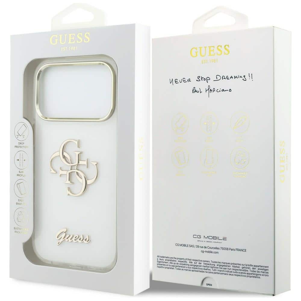 Θήκη Guess IML 4G Script Metal για iPhone 17 Pro Max λευκή - Image 8