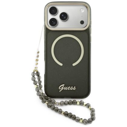 Guess IML Glitters Script Strap MagSafe - θήκη για Apple iPhone 17 Pro Max - Μαύρο