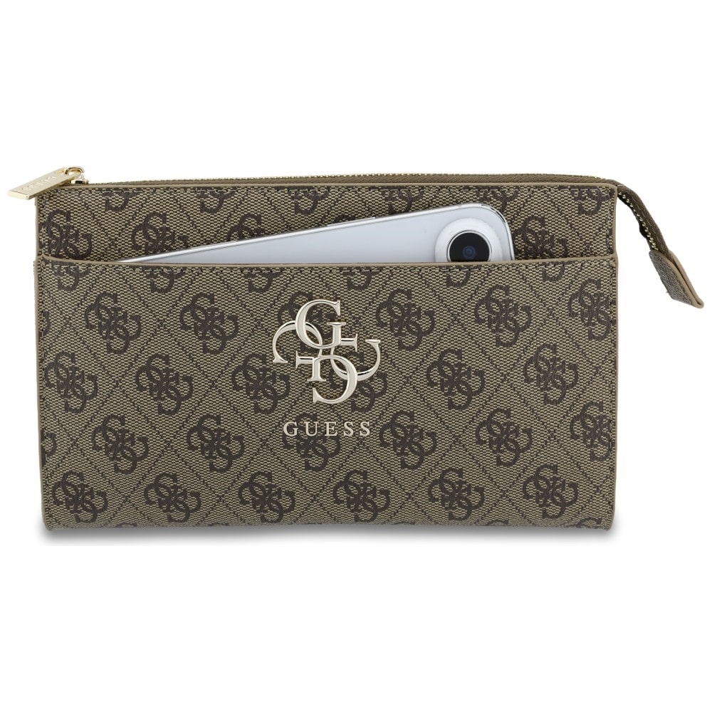 Τσάντα Guess 4G Big Logo σε καφέ χρώμα με clutch για κινητό - Image 5