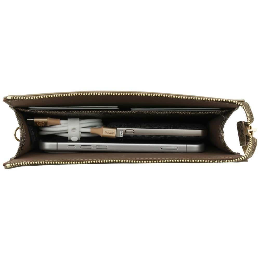 Τσάντα Guess 4G Big Logo σε καφέ χρώμα με clutch για κινητό - Image 6