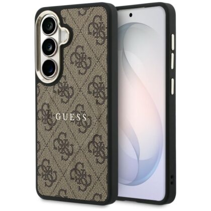 Θήκη Guess 4G με ανάγλυφο δαχτυλίδι MagSafe για Samsung Galaxy S26 καφέ