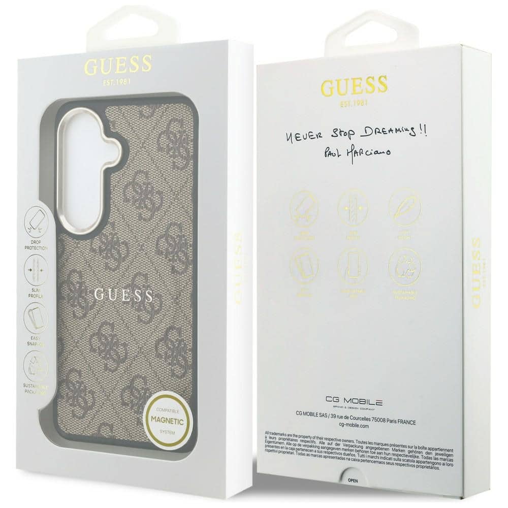 Θήκη Guess 4G με ανάγλυφο δαχτυλίδι MagSafe για Samsung Galaxy S26 καφέ - Image 8