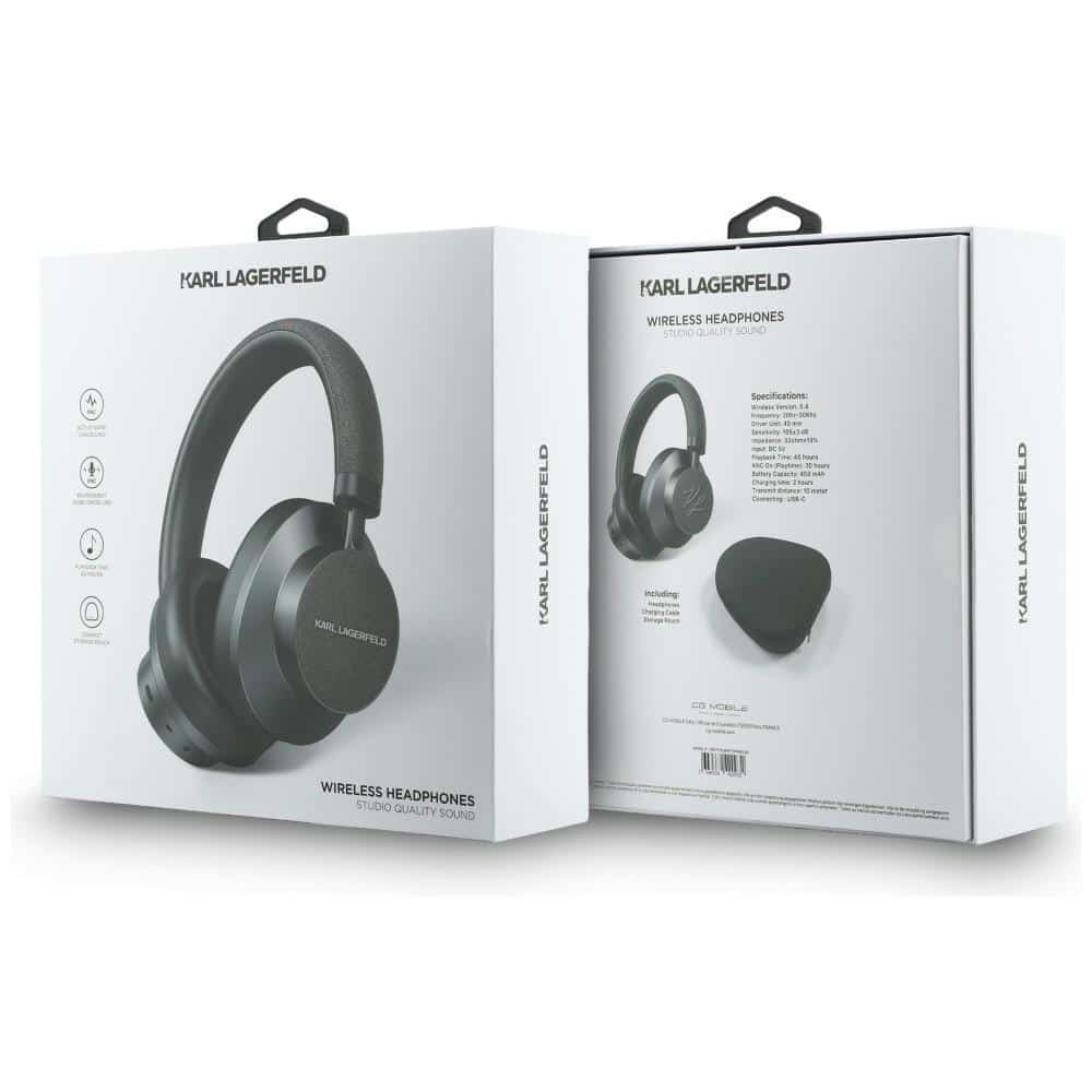 Ακουστικά Over-Ear Karl Lagerfeld Saffiano Επιμήκη Bluetooth ANC γκρι - Image 6