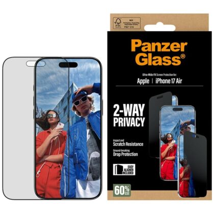 Γυαλί προστασίας απορρήτου PanzerGlass εξαιρετικά ευρείας εφαρμογής EasyAligner για iPhone Air