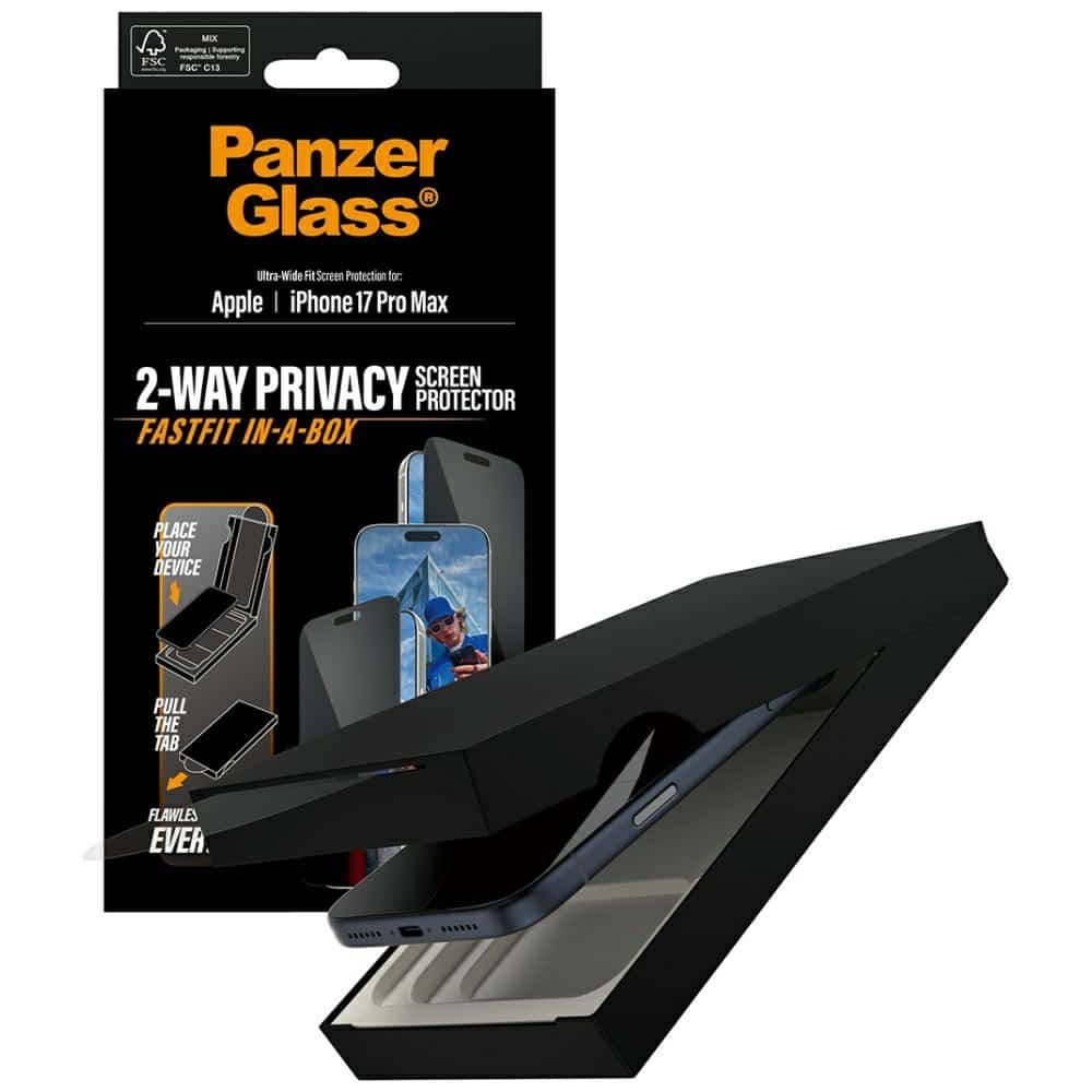 Γυαλί προστασίας απορρήτου PanzerGlass εξαιρετικά ευρείας εφαρμογής Fastfit για iPhone 17 Pro Max - Image 5