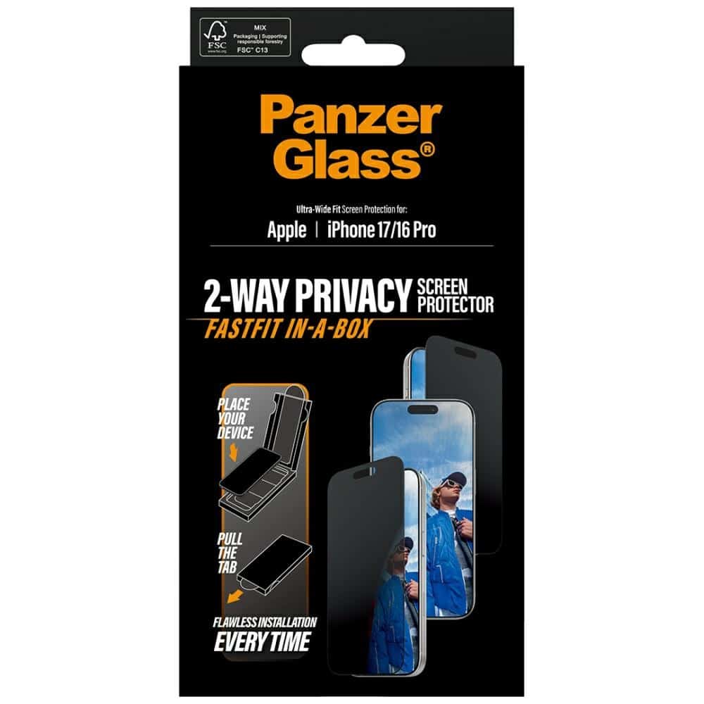 Γυαλί προστασίας απορρήτου PanzerGlass εξαιρετικά ευρείας εφαρμογής Fastfit για iPhone 17 / 16 Pro - Image 6