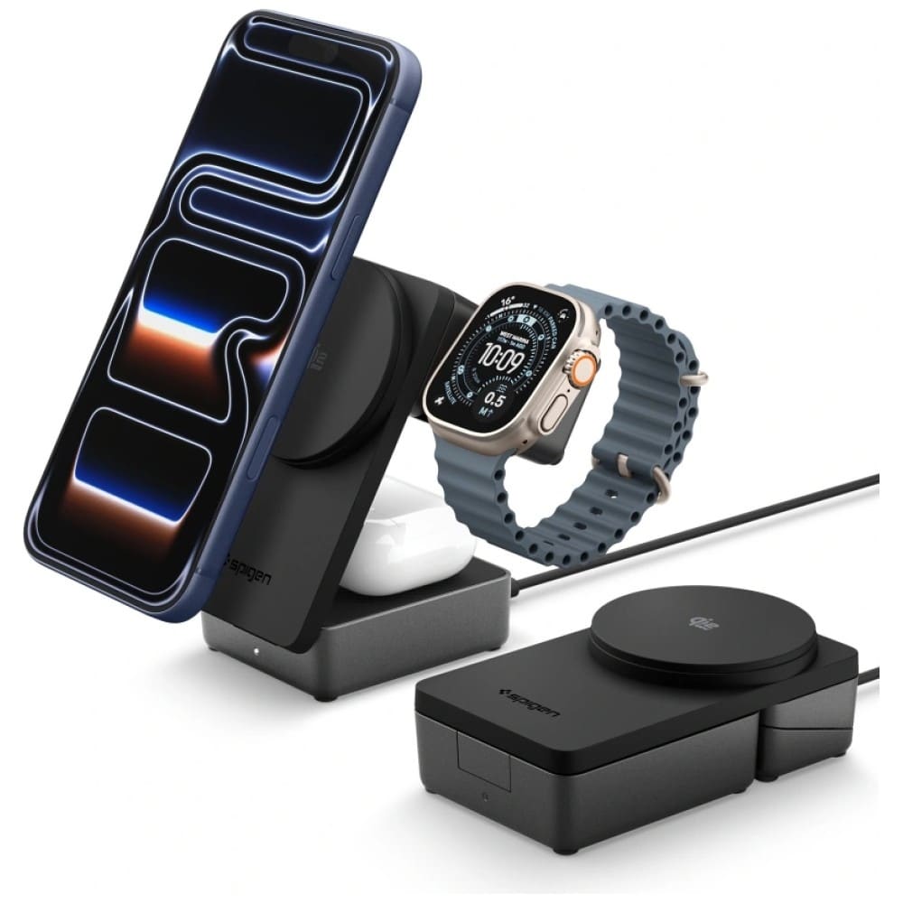 Ασύρματος φορτιστής Spigen Essential EF323MQ 3 σε 1 25W Qi2.2 MagSafe, μαύρος - Image 5