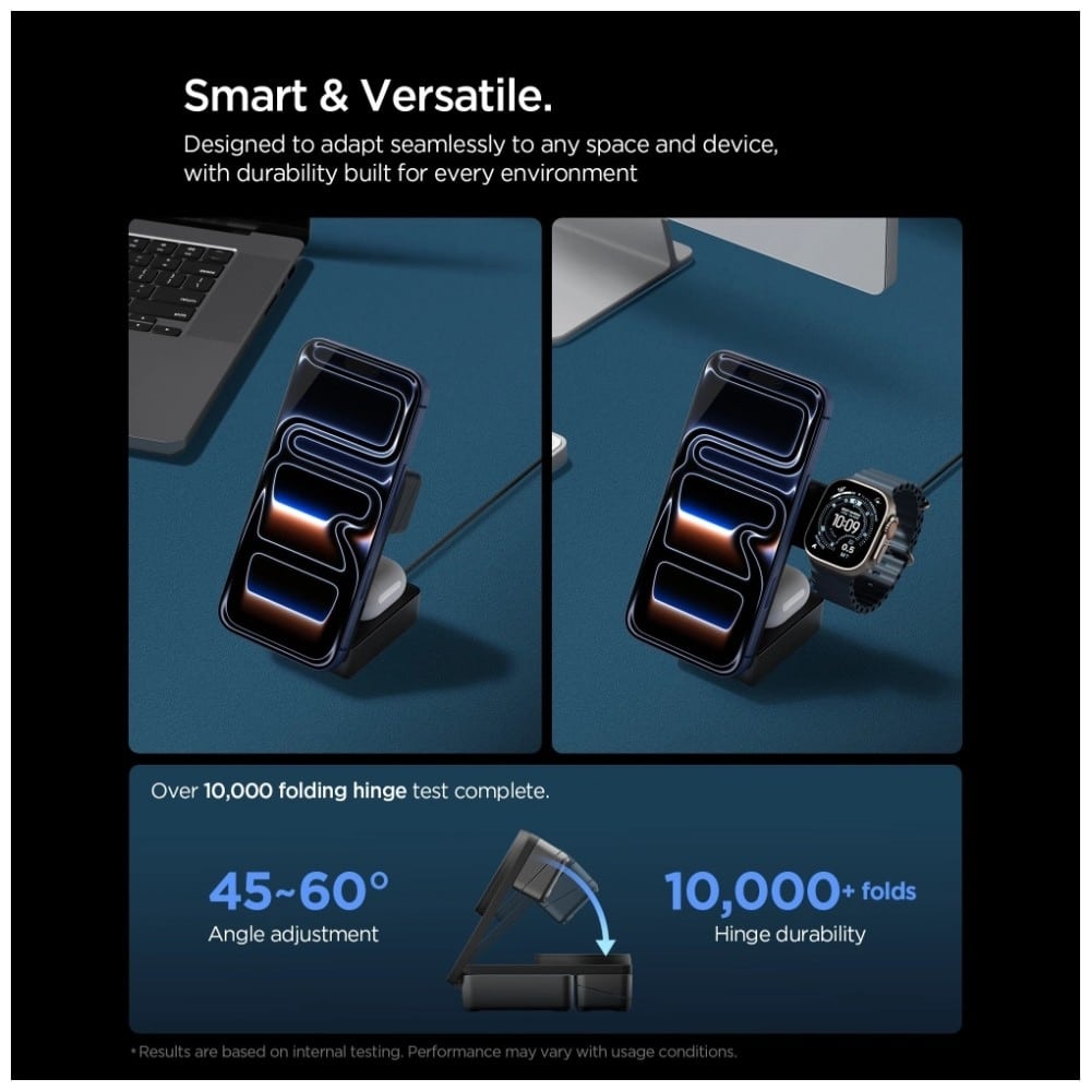 Ασύρματος φορτιστής Spigen Essential EF323MQ 3 σε 1 25W Qi2.2 MagSafe, μαύρος - Image 9