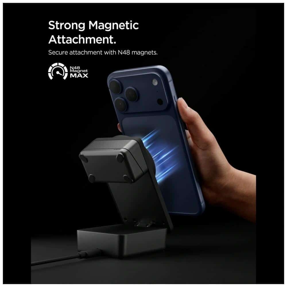 Ασύρματος φορτιστής Spigen Essential EF323MQ 3 σε 1 25W Qi2.2 MagSafe, μαύρος - Image 10