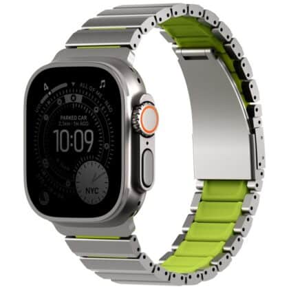 Λουράκι UNIQ Strova Flex για Apple Watch 44/45/46/49mm Ασημί-Λαχανί