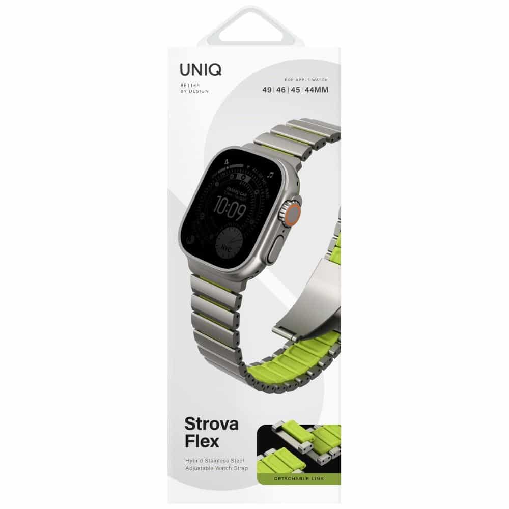 Λουράκι UNIQ Strova Flex για Apple Watch 44/45/46/49mm Ασημί-Λαχανί - Image 2