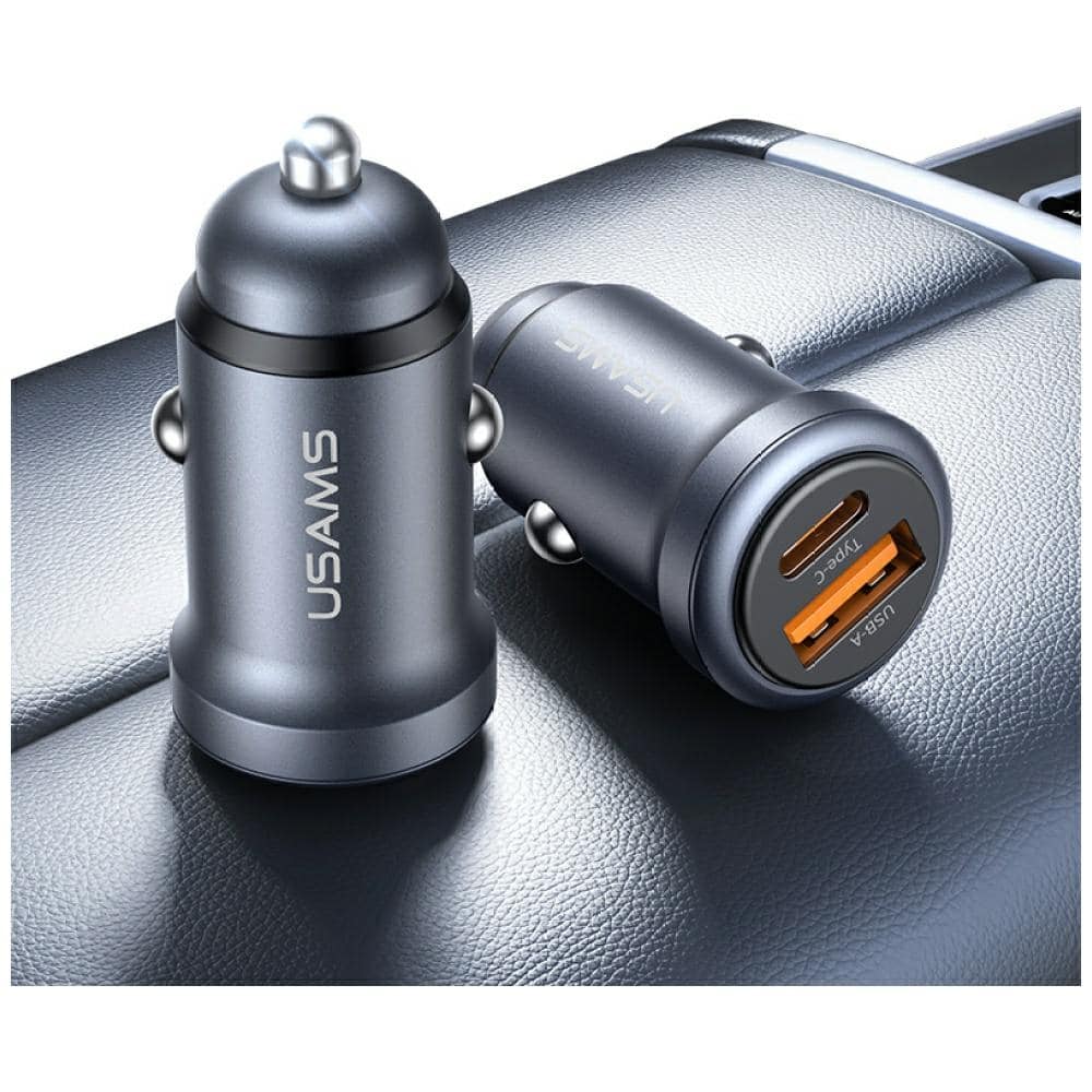 Φορτιστής αυτοκινήτου USAMS CC322 30W 1xUSB-A 1xUSB-C αμαυρωμένος - Image 3