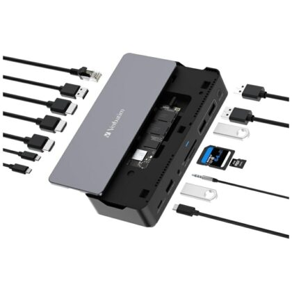 Σταθμός σύνδεσης Verbatim USB-C Pro 15in1 2xHDMI/1xRJ45/3xUSB-A/3xUSB-C/1xSD/1xmicroSD/1xAudio/1xDisplayPort/1xSSD Γκρι 32173