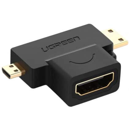 Προσαρμογέας βίντεο UGREEN HD129, miniHDMI / microHDMI σε HDMI, 1080P, Μαύρο
