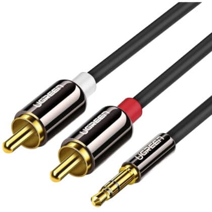 Καλώδιο ήχου 3,5 χιλ. σε 2 x RCA UGREEN AV116, 1,5 μ., Μαύρο
