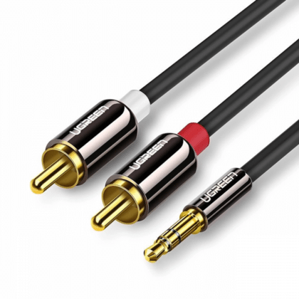Καλώδιο ήχου 3,5 χιλ. σε 2 x RCA UGREEN AV116, 1 μ., Μαύρο