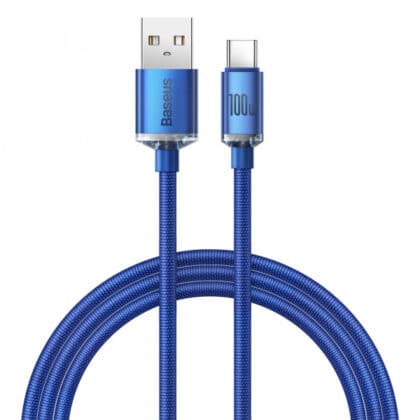 Καλώδιο USB-A σε USB-C Baseus Crystal Shine Series, 100W, 5A, 1,2m, Μπλε CAJY000403