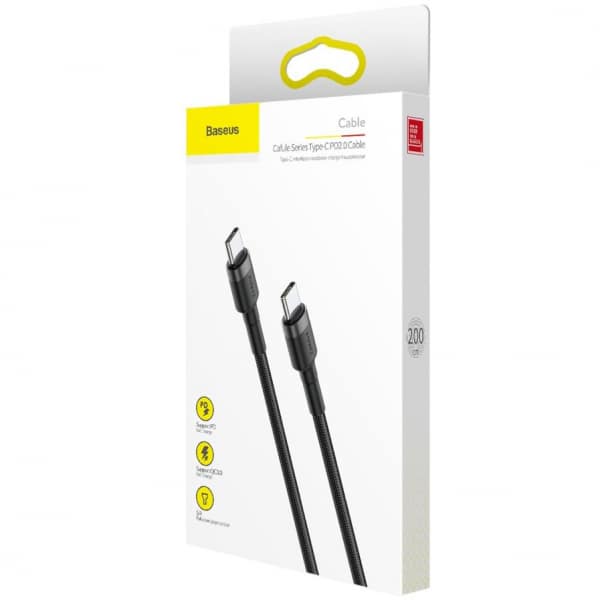 Καλώδιο USB-C σε USB-C Baseus Cafule, 60W, 3A, 2m, Μαύρο CATKLF-HG1 - Image 4