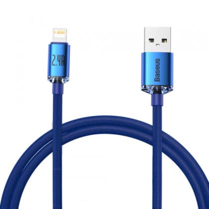 Καλώδιο USB-A σε Lightning Baseus Crystal Shine Series, 18W, 2.4A, 1.2m, Μπλε CAJY000003