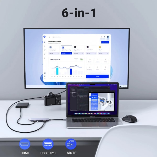 HUB USB-C UGREEN CM511 (60383), 3 x USB-A 3.2 - 1 x HDMI - 1 x SD - 1 x microSD, Γκρι - Image 3