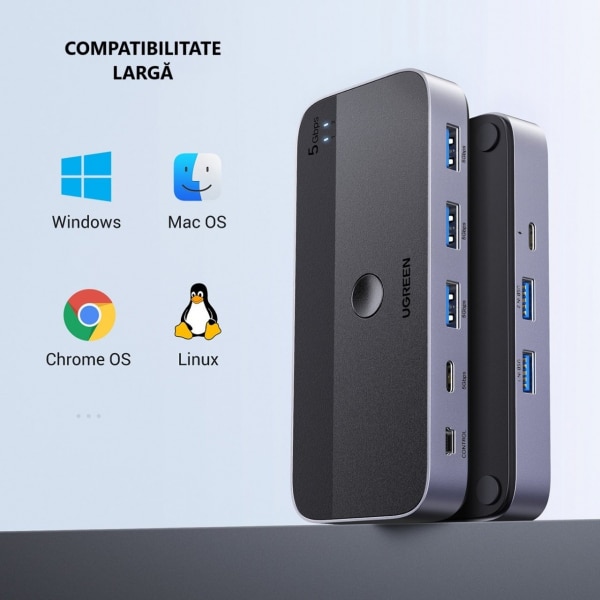 HUB USB UGREEN CM662, 3 x USB-A 3.0 - 1 x USB-C - 1 x miniUSB, Μαύρο - Image 2