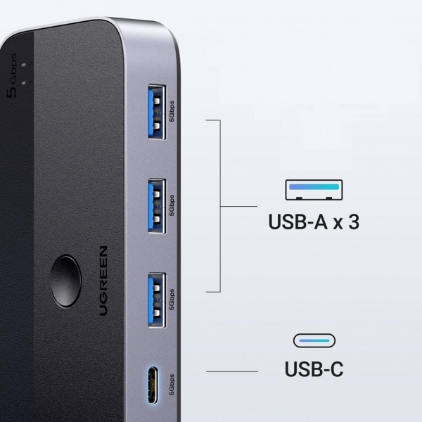 HUB USB UGREEN CM662, 3 x USB-A 3.0 - 1 x USB-C - 1 x miniUSB, Μαύρο - Image 4