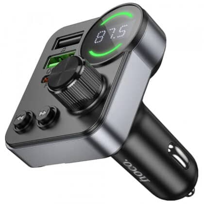 Πομπός FM Bluetooth και φορτιστής αυτοκινήτου Hoco E86, 2 x USB-A - 1 x USB-C - 1 x microSD, Μαύρο