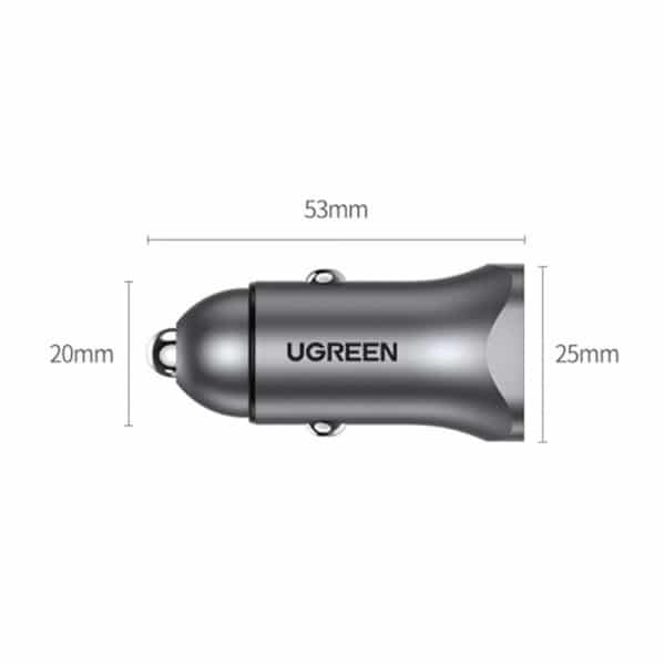 Φορτιστής Αυτοκινήτου UGREEN CD130, 24W, 3A, 1 x USB-A - 1 x USB-C, Γκρι - Image 4