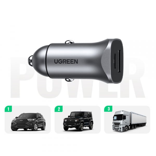 Φορτιστής Αυτοκινήτου UGREEN CD130, 24W, 3A, 1 x USB-A - 1 x USB-C, Γκρι - Image 5