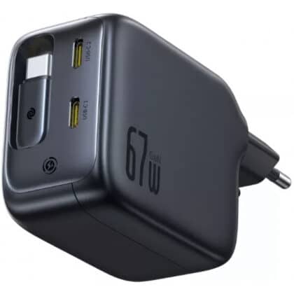 Φορτιστής τοίχου Baseus EnerCore CJ11, 67W, 3.35A, 2 x USB-C, με καλώδιο USB-C, Μαύρο E0121E00
