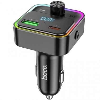 Πομπός FM Bluetooth και φορτιστής αυτοκινήτου Hoco E81, 1 x USB-A - 1 x USB-C, Μαύρο