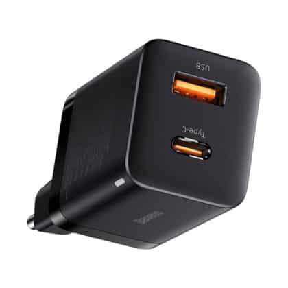 Baseus - Φορτιστής τοίχου Super Si Pro (CCSUPP-E01) - Type-C, USB, Γρήγορη φόρτιση, 30W - Μαύρο