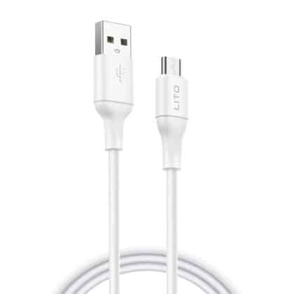 Lito - Καλώδιο δεδομένων (LD06V) - USB σε Micro-USB, 2.4A, PVC, 1m - Λευκό