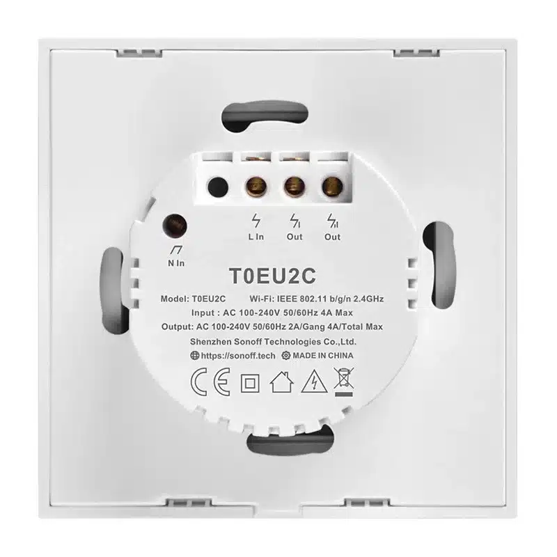 Sonoff Έξυπνος Διακόπτης Χωνευτός WiFi T0 EU TX (2 καναλιών) (Λευκό) - Image 4