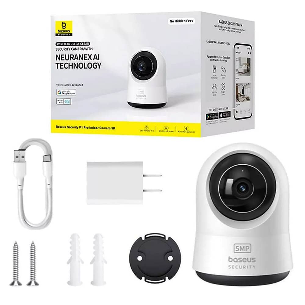 Baseus - Εσωτερική Κάμερα Ασφαλείας P1 Pro (S0TV022132) - 3K, 5MP, Type-C, Αμφίδρομη Ομιλία, Νυχτερινή Όραση, Ψηφιακό Ζουμ - Λευκό - Image 7