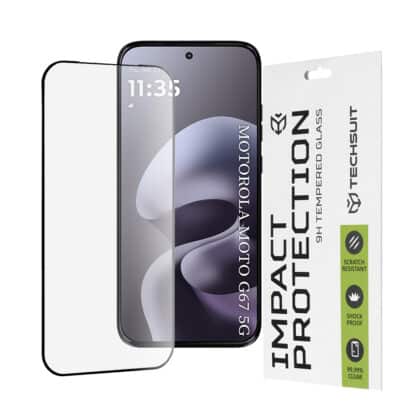 Techsuit - 111D Πλήρης Κάλυψη / Πλήρες Γυαλί με Κόλλα - Motorola Moto G77 / G67 - Μαύρο