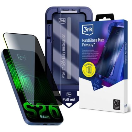 Γυαλί προστασίας απορρήτου 3MK HardGlass Max Privacy για Samsung Galaxy S26, μαύρο