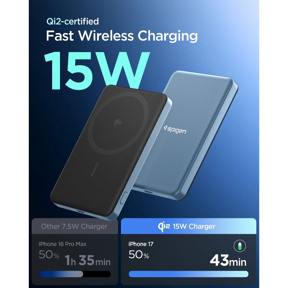 SPIGEN EA2205MQ ESSENTIAL MAGSAFE POWER BANK 5000MAH 22.5W QI2 ΓΑΛΑΖΙΟ-ΜΠΛΕ - Image 4