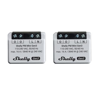 Σετ 2 χειριστηρίων Shelly PM Mini Gen3, WiFi/Bluetooth