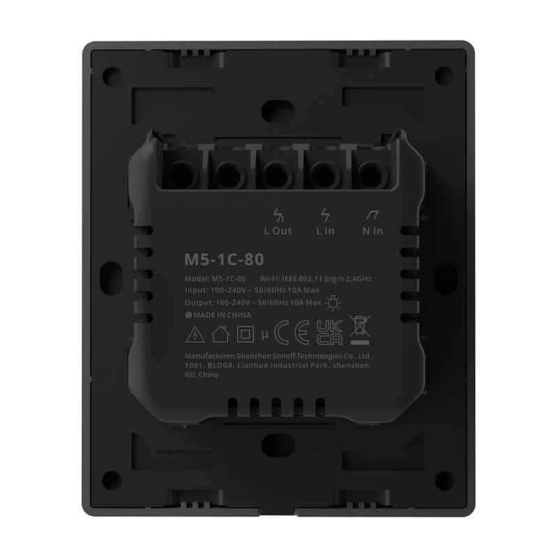 Έξυπνος επιτοίχιος διακόπτης WiFi SONOFF M5-1C-80 (1 καναλιού, για πλαίσιο, γραφίτης) - Image 6