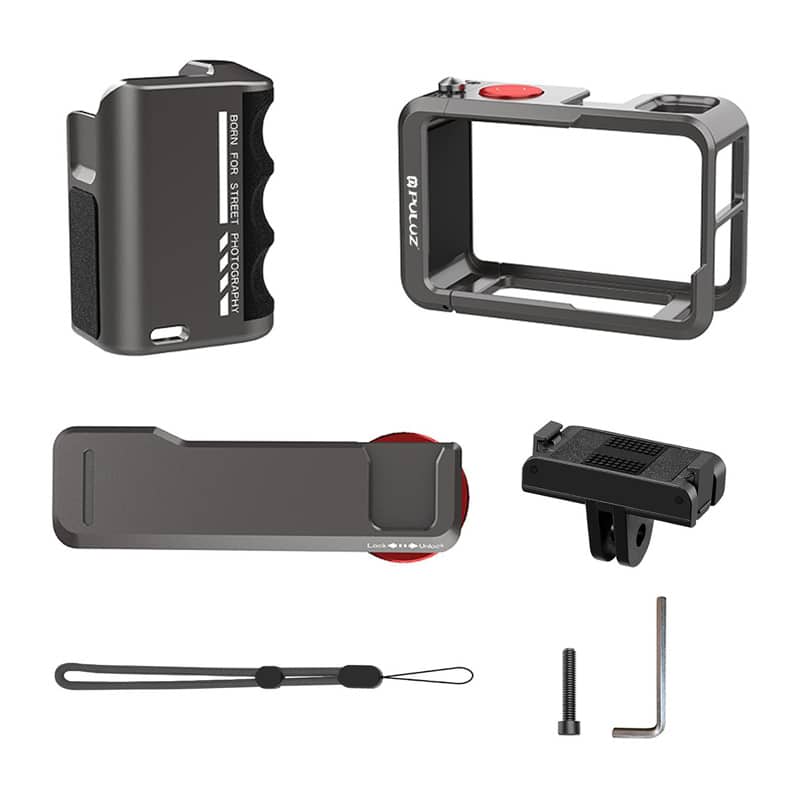 Μεταλλική προστατευτική θήκη με λαβή Puluz για DJI Osmo Action 5 Pro / Action 4 / Action 3 - Image 3