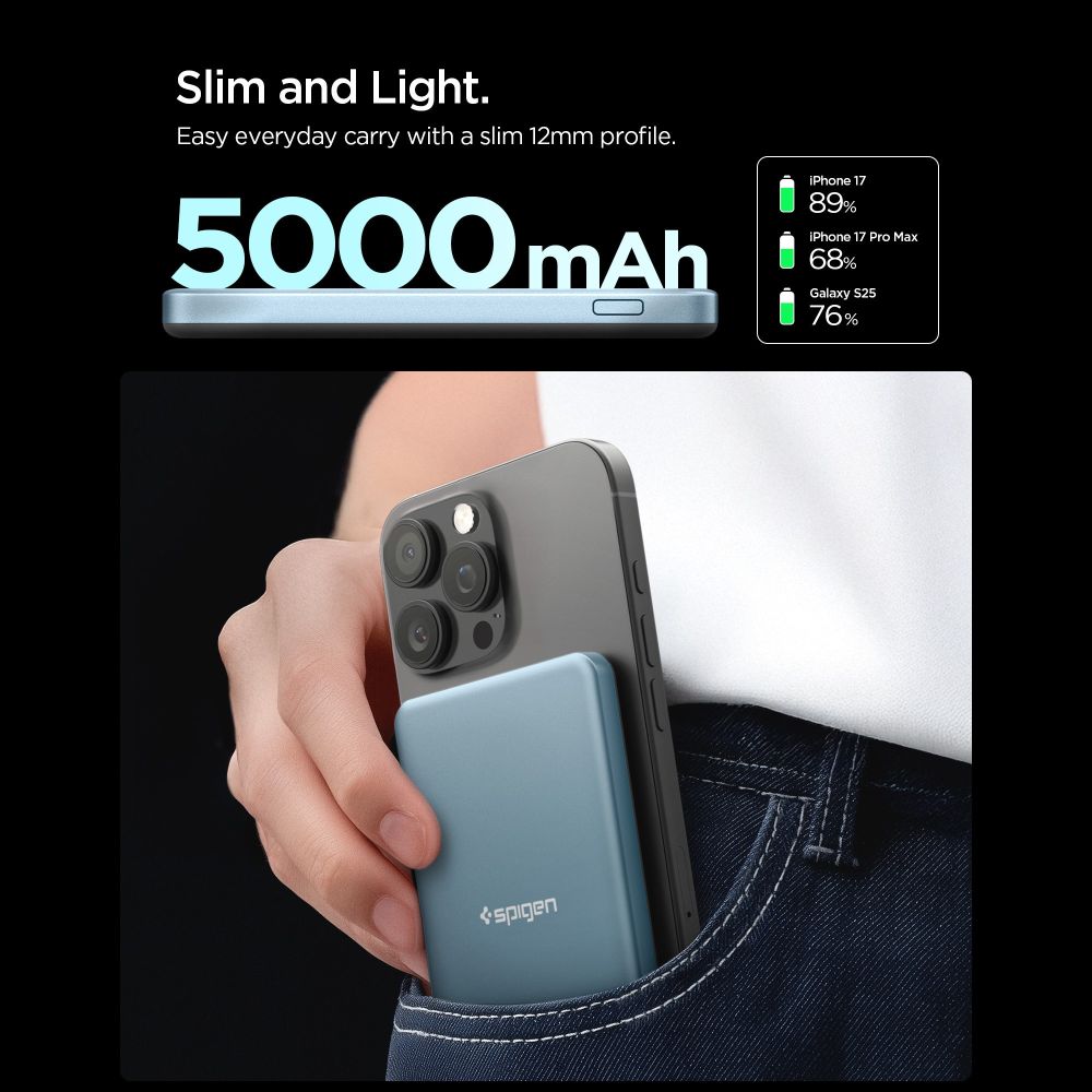 SPIGEN EA2205MQ ESSENTIAL MAGSAFE POWER BANK 5000MAH 22.5W QI2 ΓΑΛΑΖΙΟ-ΜΠΛΕ - Image 6