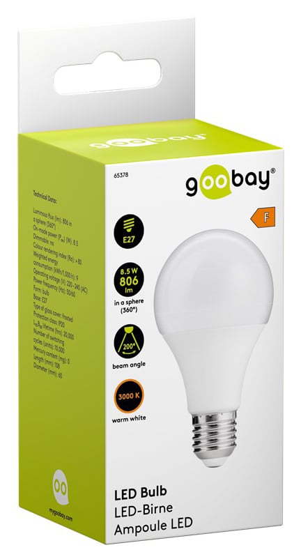 GOOBAY LED λάμπα bulb 65378, E27, 8.5W, 3000K, 806lm - Image 3