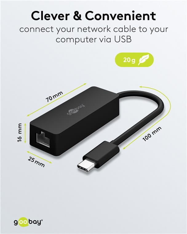 GOOBAY αντάπτορας δικτύου 76579, USB-C, 1000Mbps Ethernet, μαύρος - Image 4
